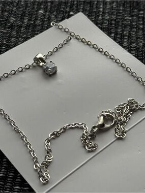 EFFY Princess Cruise Clear Pendant Necklace 18” Silver Tone #3